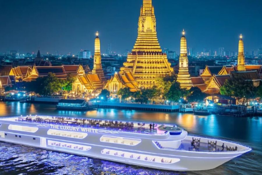 The Luxury White Dinner Cruise New Boat Departs from ICONSIAM Pier Bangkok